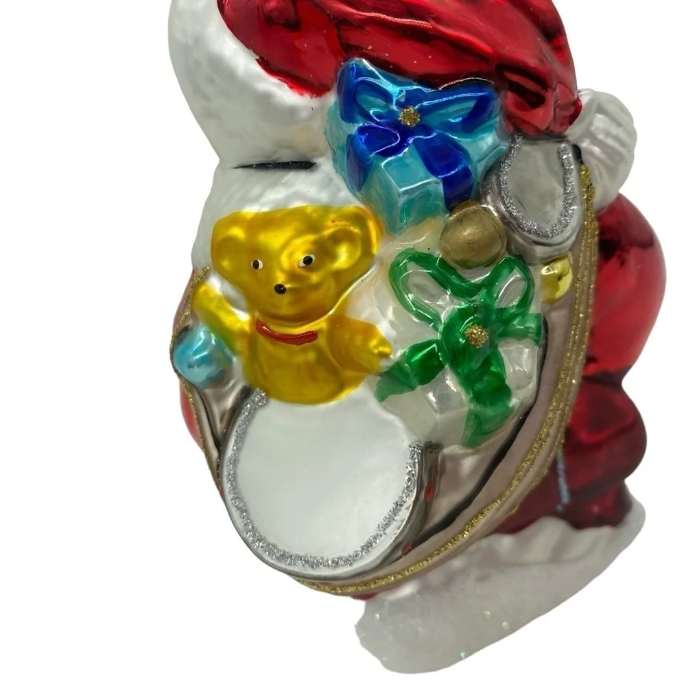 Vintage Kurt Adler Blown Glass Santa On Chimney  Christmas Ornament